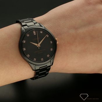 Zegarek damski Lorus na czarnej bransolecie z czarną tarczą RG239RX9 i cyrkoniami.Edycja Limitowana ⌚  (5).jpg