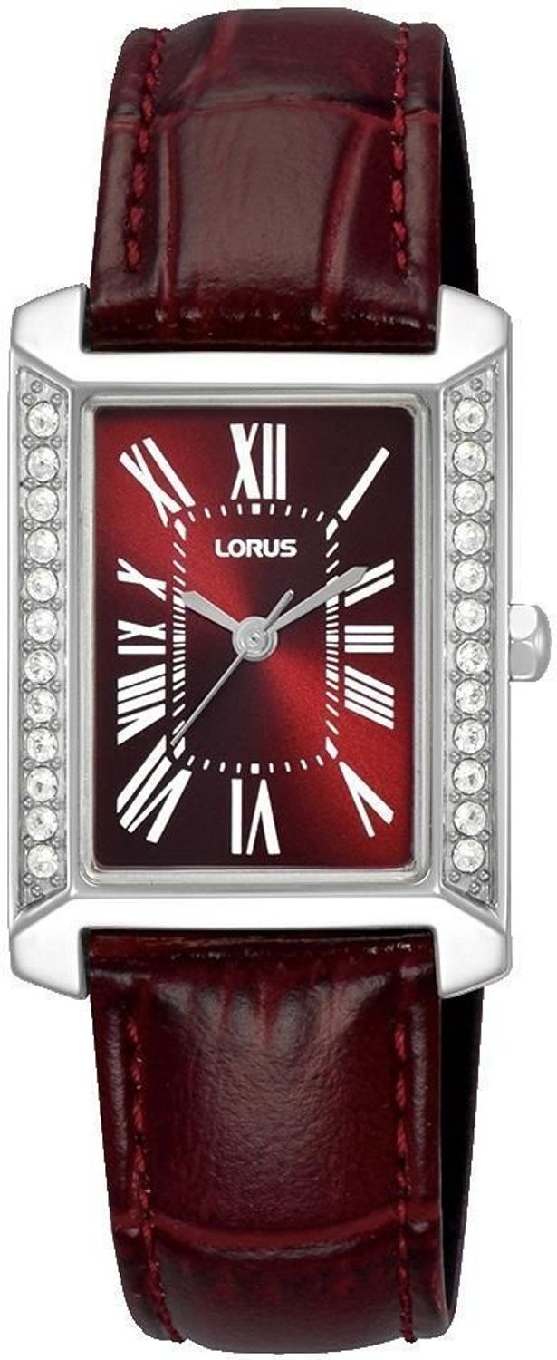 Lorus RG239YX9 Damski Zegarek Elegancki Czerwona Tarcza Skórzany Pasek Prostokątny 50M.jpg