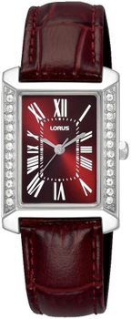 Lorus RG239YX9 Damski Zegarek Elegancki Czerwona Tarcza Skórzany Pasek Prostokątny 50M.jpg