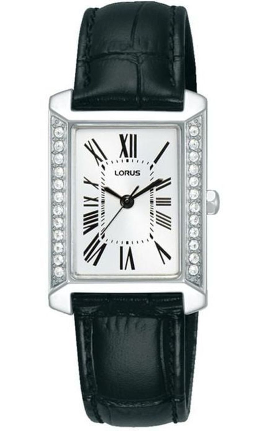 Lorus RG241YX9 damski zegarek klasyczny srebrny czarna tarcza skórzany pasek aligator.jpg