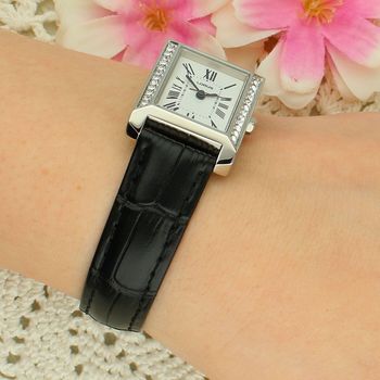 Lorus RG241YX9 damski zegarek klasyczny srebrny czarna tarcza skórzany pasek aligator czarny damski.jpg