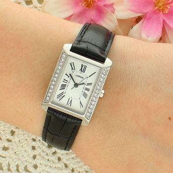 Lorus RG241YX9 damski zegarek klasyczny srebrny czarna tarcza skórzany pasek aligator lorus fashion.jpg
