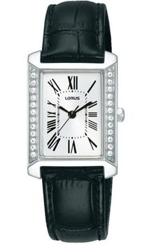 Lorus RG241YX9 damski zegarek klasyczny srebrny czarna tarcza skórzany pasek aligator.jpg