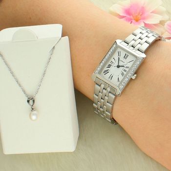 Lorus RG245YX9 Damski Zegarek Srebrny Bransoleta Cyrkonie Prostokątny 50M Elegancki komplet.jpg