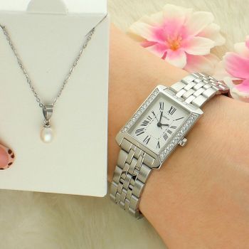 Lorus RG245YX9 Damski Zegarek Srebrny Bransoleta Cyrkonie Prostokątny 50M Elegancki srebrne.jpg