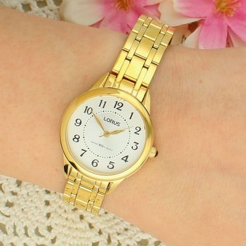 Lorus RG248JX5 Classic Lady – elegancki zegarek damski złoty, srebrna tarcza lorus.jpg