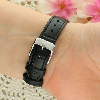 Lorus RG251YX9 Damski Zegarek Stalowy Srebrna Tarcza Czarna Skóra Aligator 50M Elegancki zapięcie.jpg