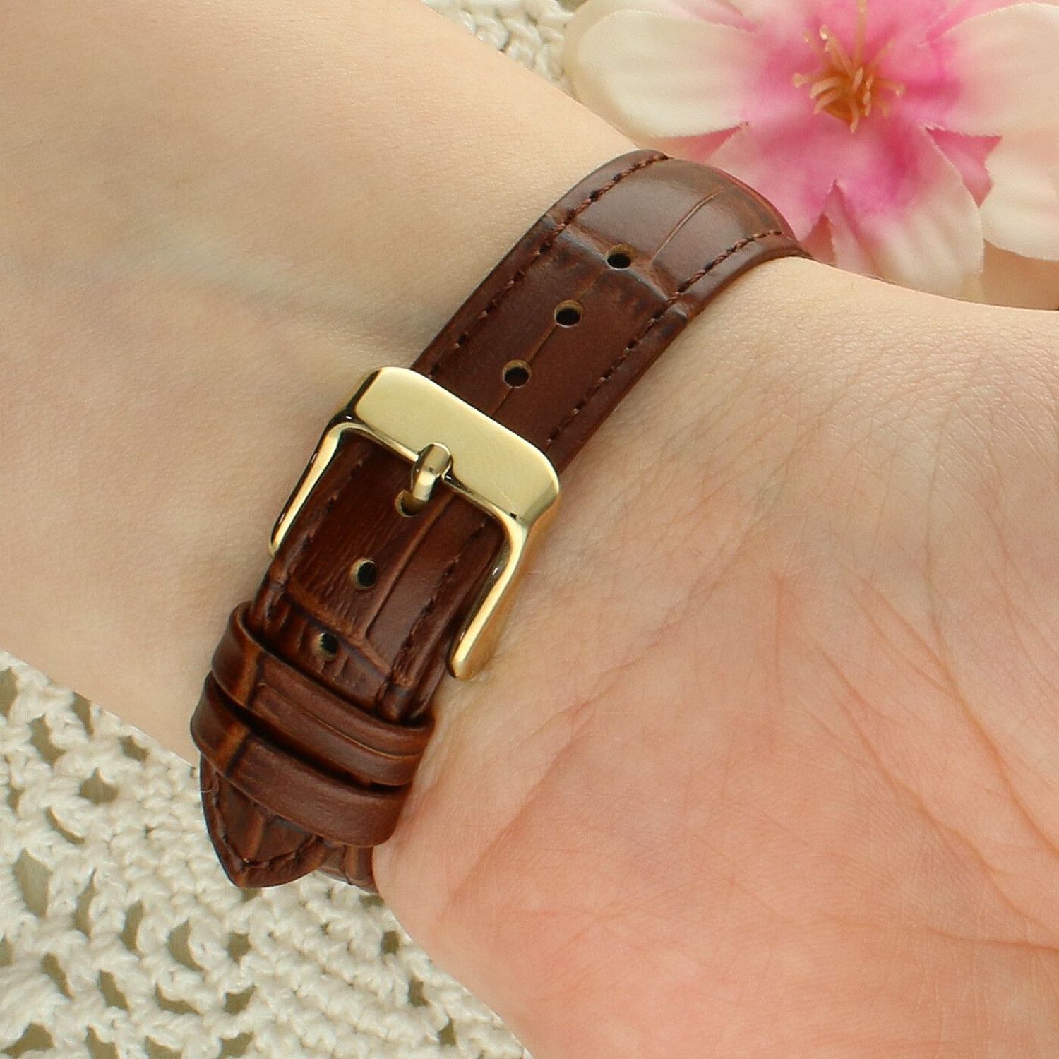 Lorus RG252YX9 damski zegarek złoty PVD – brązowy pasek.webp