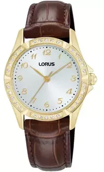 Lorus RG252YX9 damski zegarek złoty PVD – brązowy pasek.webp