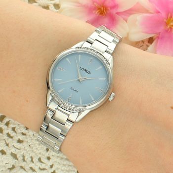 Lorus RG253YX9 Damski Zegarek Stalowy Niebieska Tarcza Cyrkonie Bransoleta 50M Eleganck niebieski.jpg