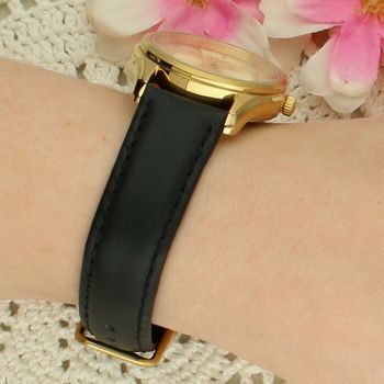 Lorus RG254XX9 Damski Zegarek Złoty Klasyczny Złota Tarcza Czarny Skórzany Pasek 50M Elegancki gold.jpg