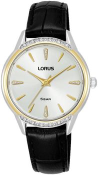 Zegarek Lorus Classic RG260YX9 zegarek damski srebrno-złoty z cyrkoniami i skórzanym paskiem.jpg