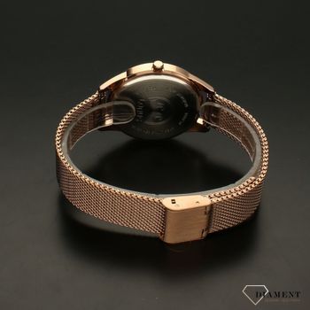 Zegarek damski LORUS na bransolecie różowe złoto RG266UX9. Zegarek damski w kolorze różowego złota. Tarcza zegarka w białym kolorze ze wskazówkami w kolorze różowego złota (5).jpg