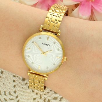 Lorus RG266XX9 Damski Zegarek Złoty Bransoleta Srebrna Tarcza Cyrkonie 50M Elegancki PVD złoty.jpg