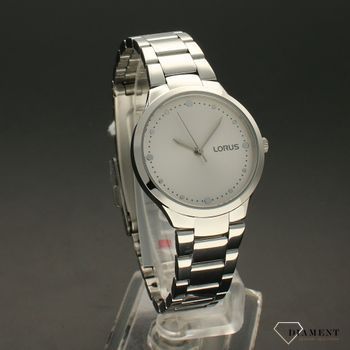 Zegarek damski LORUS na bransolecie Punktowe indeksy RG271UX9. Srebrny zegarek na stalowej bransolecie z wyraźną tarczą zegarka. Tarcza wykonana w modny i nowoczesny sposób (2).jpg