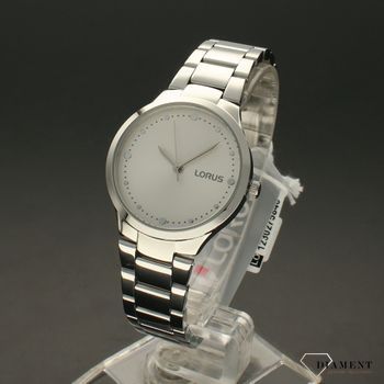 Zegarek damski LORUS na bransolecie Punktowe indeksy RG271UX9. Srebrny zegarek na stalowej bransolecie z wyraźną tarczą zegarka. Tarcza wykonana w modny i nowoczesny sposób (3).jpg