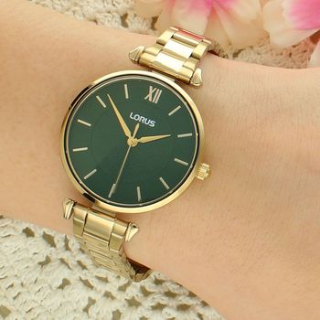 Lorus RG278YX9 Damski Zegarek Złoty Zielona Tarcza Fashion Bransoleta 50M Klasyczny green.jpg