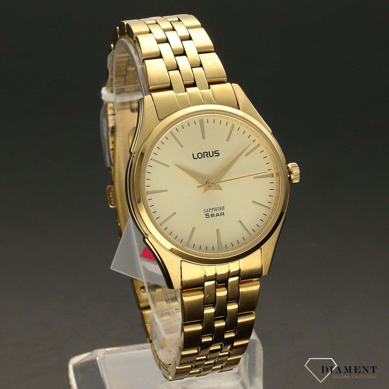 Zegarek damski na bransolecie ' Złoty Lorus' z szafirowym szkłem RG280SX9.jpg