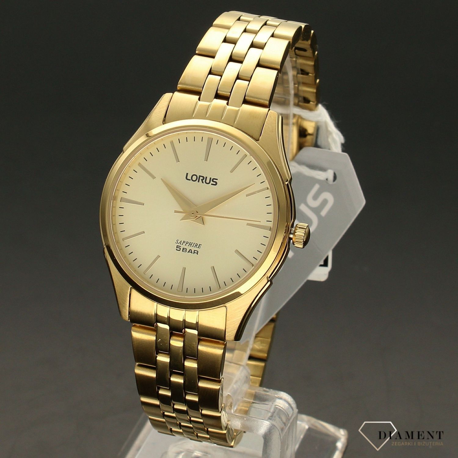 Zegarek damski na bransolecie ' Złoty Lorus' z szafirowym szkłem RG280SX9.jpg
