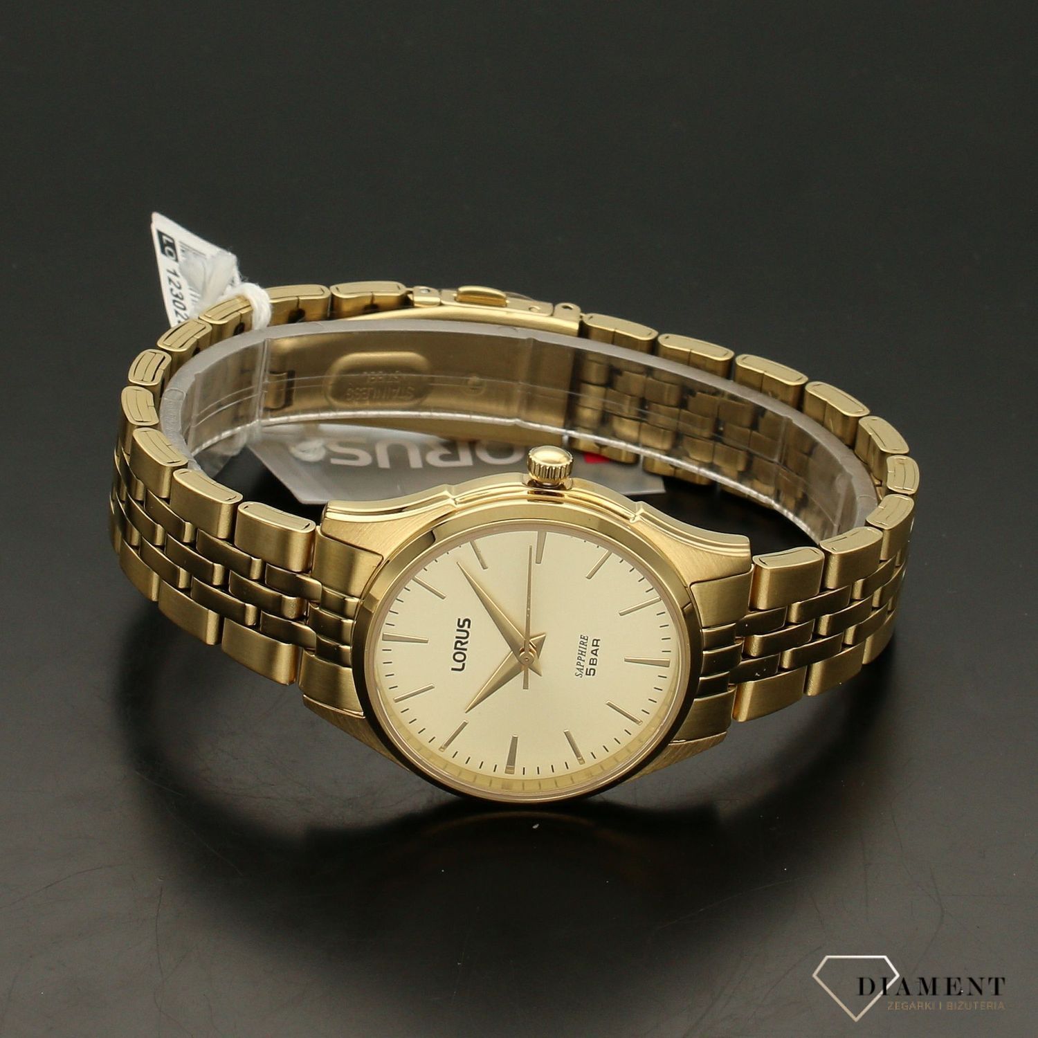 Zegarek damski na bransolecie ' Złoty Lorus' z szafirowym szkłem RG280SX9.jpg