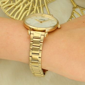 Zegarek damski Lorus Classic RG280YX9 – złoty zegarek na stalowej bransolecie japoński.jpg