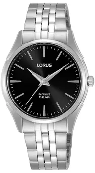 Zegarek damski na bransolecie Lorus z szafirowym szkłem i czarną tarczą RG283SX9.webp