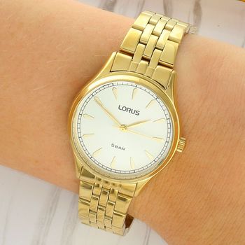 Zegarek damski Lorus Fashion RG296YX9 złoty z jasną tarczą na bransolecie damski.jpg