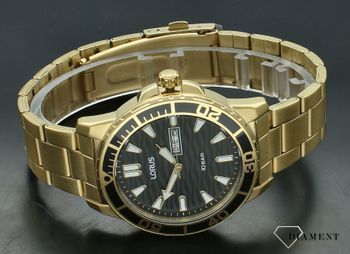 Zegarek męski Lorus na złotej bransolecie RH362AX9 falowana tarcz (4).jpg