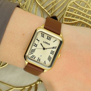 Lorus RH742BX9 – Damski zegarek kwarcowy złoty, skórzany pasek brown.jpg