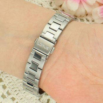 Lorus RH753BX9 Damski Zegarek Srebrny Szafir Niebieskie Wskazówki Datownik 50M Classic zapięcie.jpg