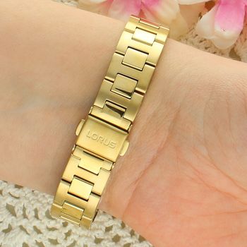 Lorus RH756BX9 damski zegarek klasyczny złoty srebrna tarcza szafir datownik zapięcie.jpg