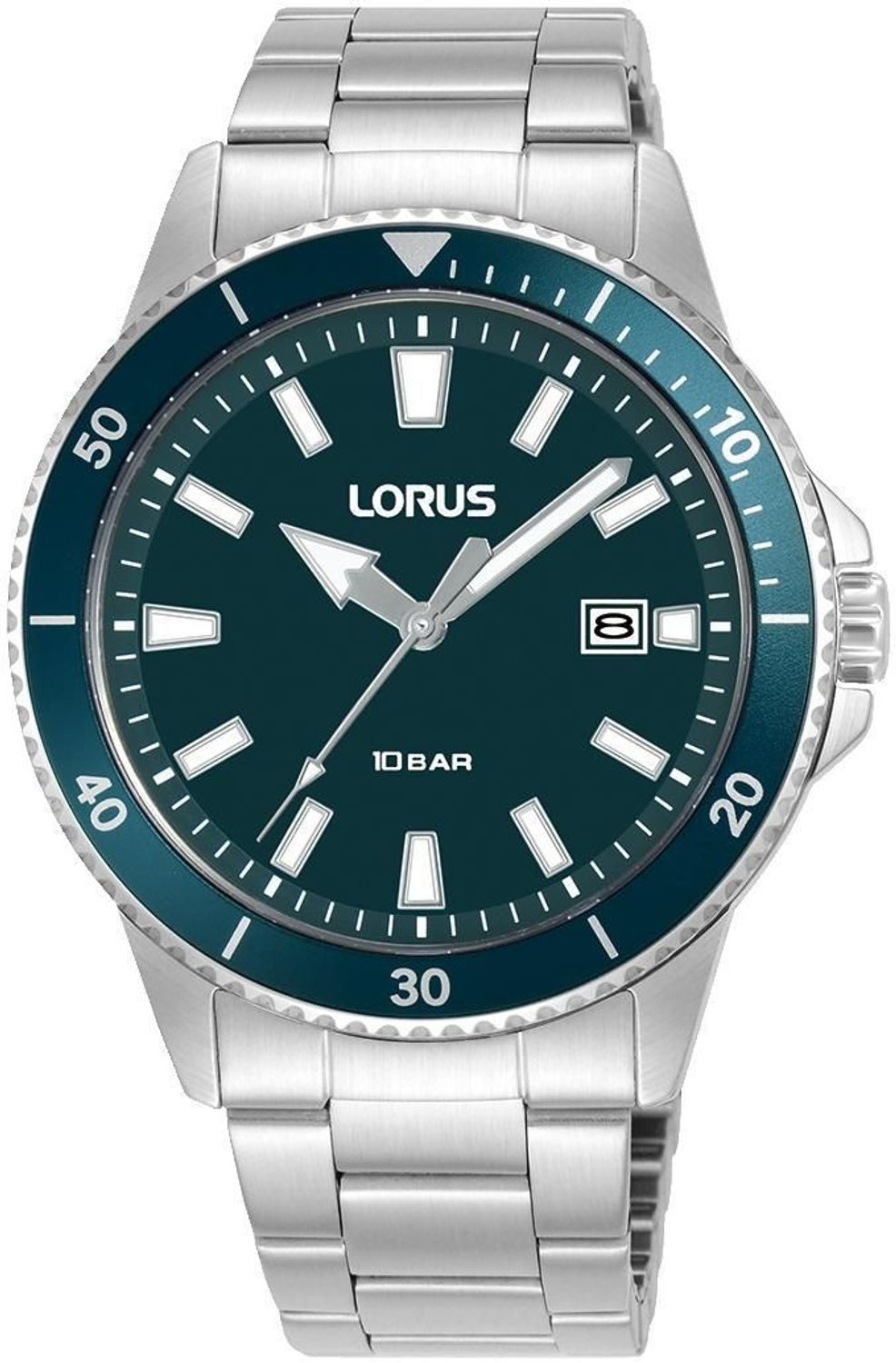 Zegarek męski Lorus Classic RH901SX9 kwarcowy z niebieską tarczą i stalową bransoletą.jpg