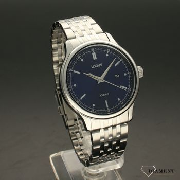 Zegarek męski na bransolecie stalowej z niebieską tarczą w wyraźnymi indeksami Lorus RH903NX9  ✓ (1).jpg