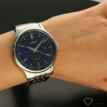 Zegarek męski na bransolecie stalowej z niebieską tarczą w wyraźnymi indeksami Lorus RH903NX9  ✓ (5).jpg