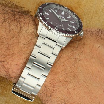 Zegarek męski Lorus Classic RH905SX9 kwarcowy z fioletową tarczą i stalową bransoletą japoński.jpg