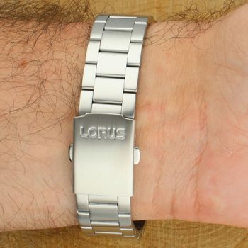 Zegarek męski Lorus Classic RH907SX9 kwarcowy z szarą tarczą i stalową bransoletą zapięcie.jpg