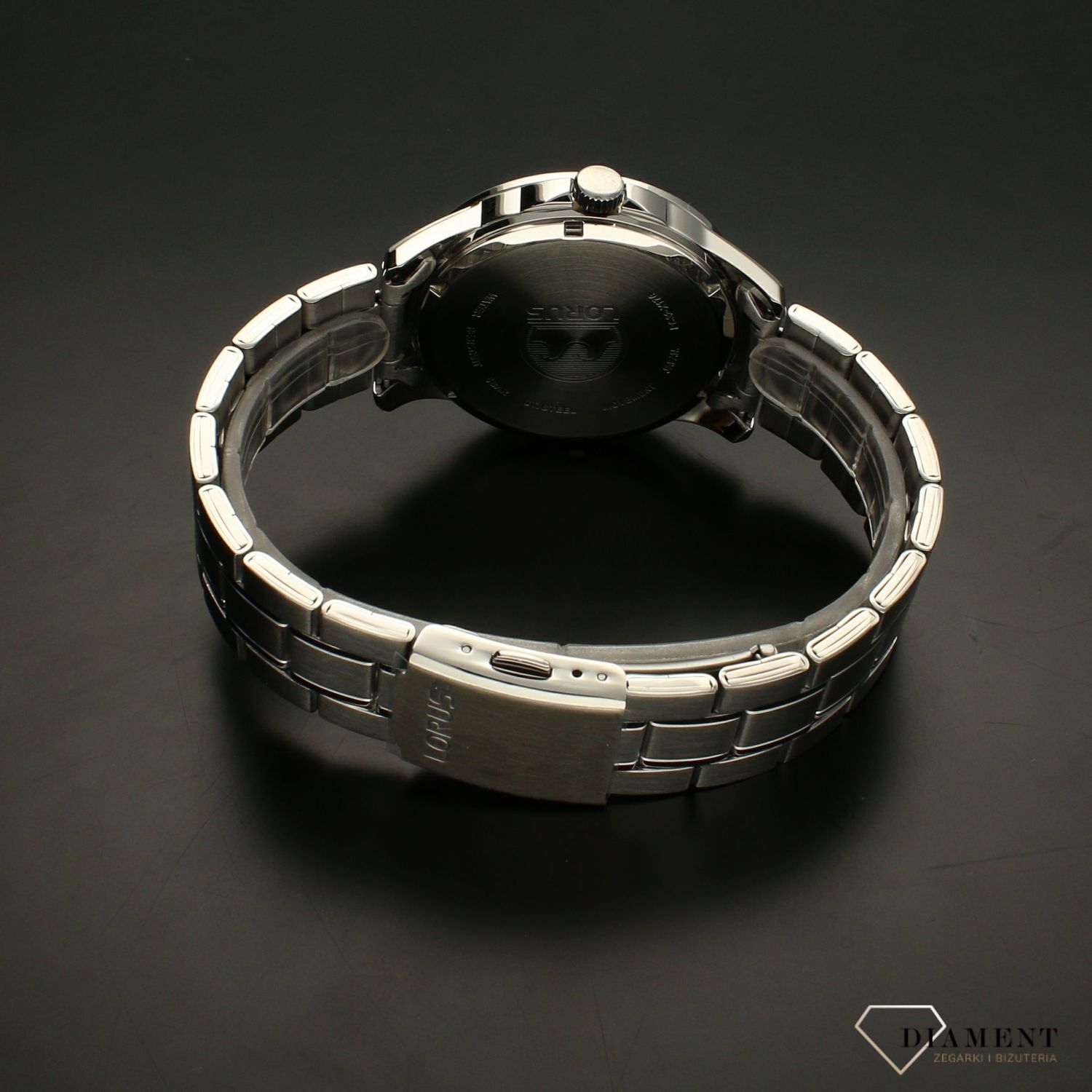 Zegarek męski na bransolecie. z czarną tarczą Lorus RH917MX9.jpg