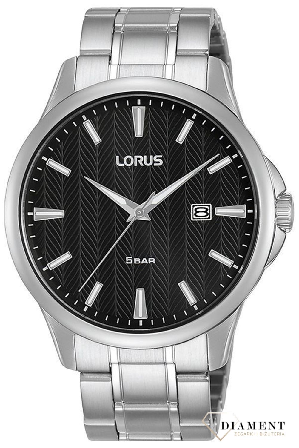 Zegarek męski na bransolecie. z czarną tarczą Lorus RH917MX9.jpg