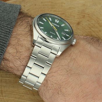 Zegarek męski Lorus RH921SX-9 stalowy, zielona tarcza srebrny.jpg