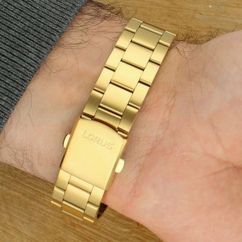 Lorus RH922SX9 – złoty zegarek męski klasyczny kwarcowy 100m na bransolecie zapięcie.jpg