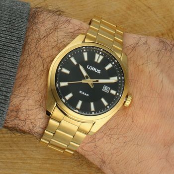Lorus RH922SX9 – złoty zegarek męski klasyczny kwarcowy 100m na bransolecie złoty.jpg