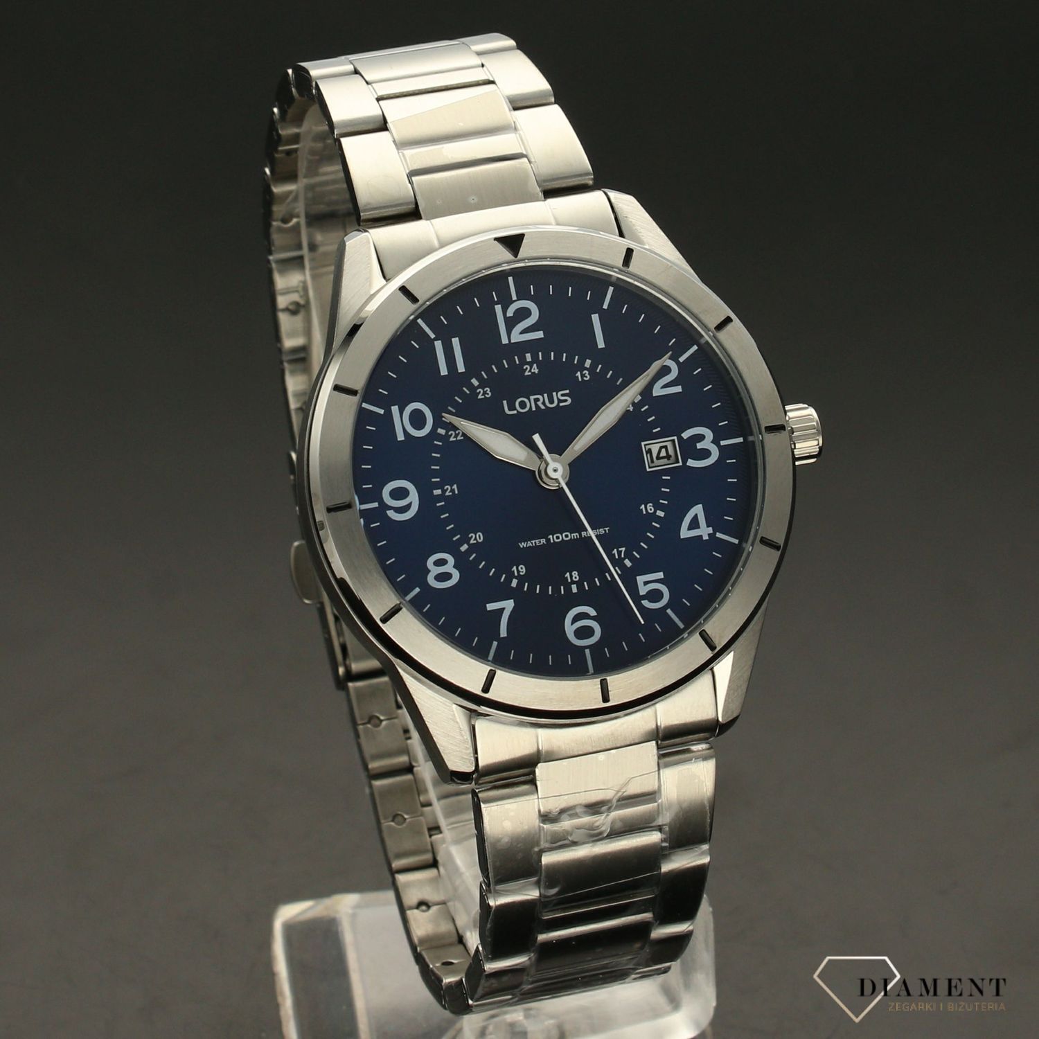 Zegarek męski na bransolecie z niebieską tarczą Lorus RH933LX9.jpg