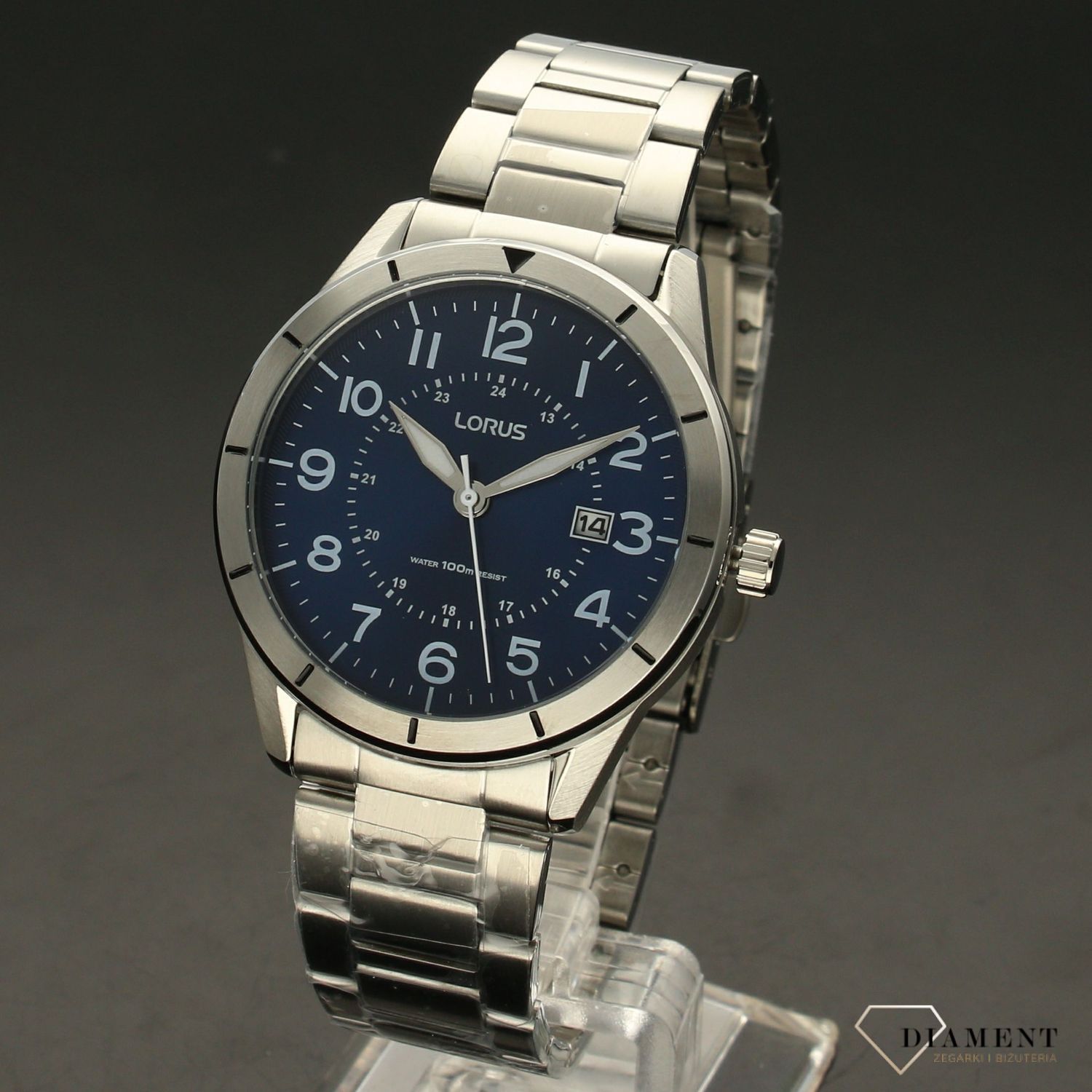 Zegarek męski na bransolecie z niebieską tarczą Lorus RH933LX9.jpg