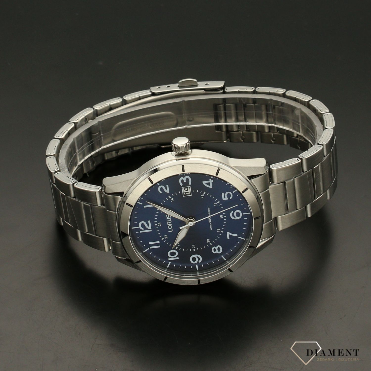 Zegarek męski na bransolecie z niebieską tarczą Lorus RH933LX9.jpg