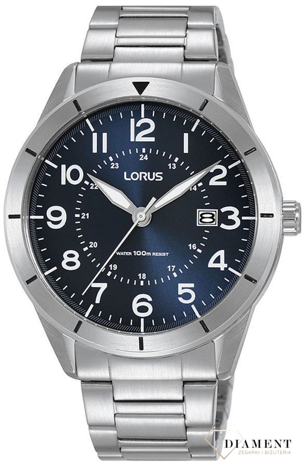 Zegarek męski na bransolecie z niebieską tarczą Lorus RH933LX9.jpg