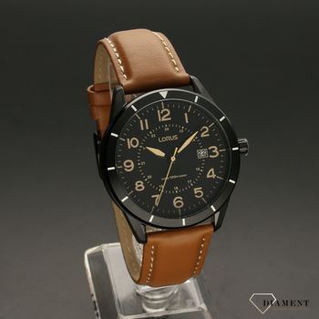 Zegarek męski na skórzanym pasku w kolorze brązowym idealnie pasującym do czarnej tarczy. ✓Zegarki damskie✓ Wymarzony prezent ✓ Prezent dla ukochane (1).jpg