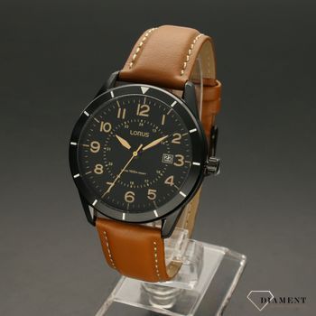 Zegarek męski na skórzanym pasku w kolorze brązowym idealnie pasującym do czarnej tarczy. ✓Zegarki damskie✓ Wymarzony prezent ✓ Prezent dla ukochane (2).jpg