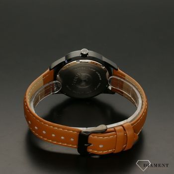 Zegarek męski na skórzanym pasku w kolorze brązowym idealnie pasującym do czarnej tarczy. ✓Zegarki damskie✓ Wymarzony prezent ✓ Prezent dla ukochane (4).jpg