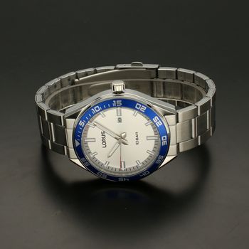Zegarek ⌚ męski na bransolecie Lorus RH939NX9 ze srebrną tarczą i niebieskim bezelem RH939NX9 (4).jpg