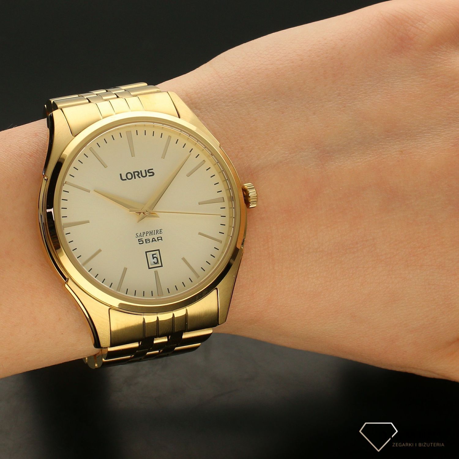 Zegarek męski na złotej bransolecie z szafirowym szkłem LORUS RH942NX9.jpg